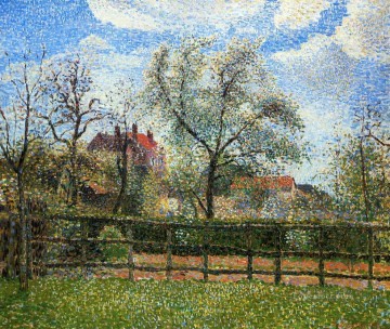  trees Painting - pear trees and flowers at eragny morning 1886 Camille Pissarro